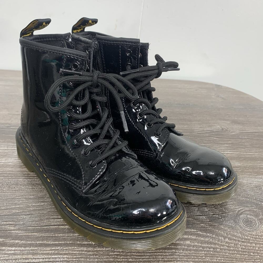 Dr. Martens 1460 Originals Lace-Up Zip Boots Shiny Gloss Black US Size 3